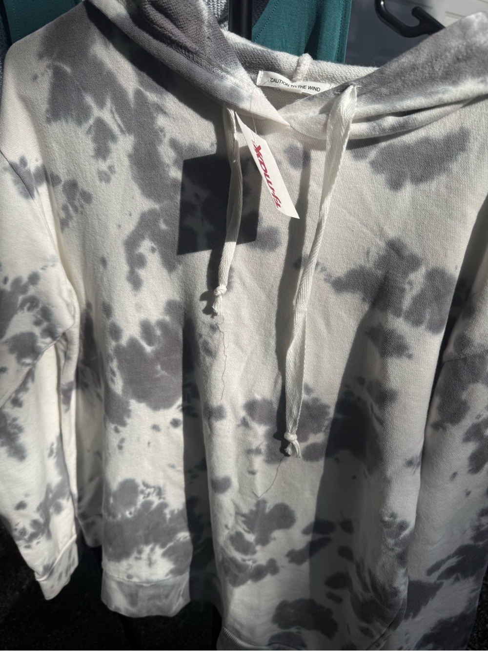 Caution To The Wind Gray & White Tie-Dye Hooded Sweatshirt